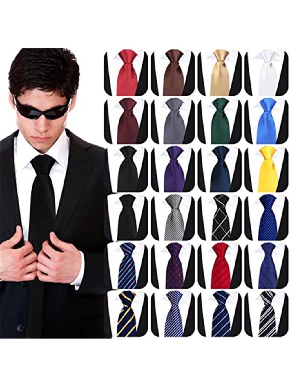 24 Pcs Zipper Ties for Men Adjustable Pre Tied Men's Necktie Classic Zipper
